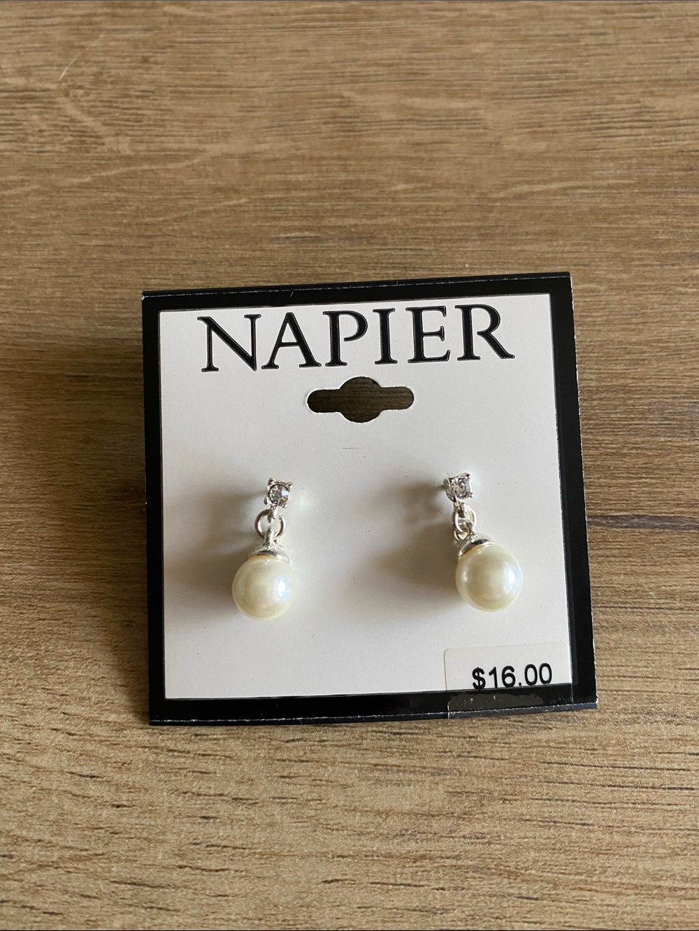 Napier pearl silver colored earrings